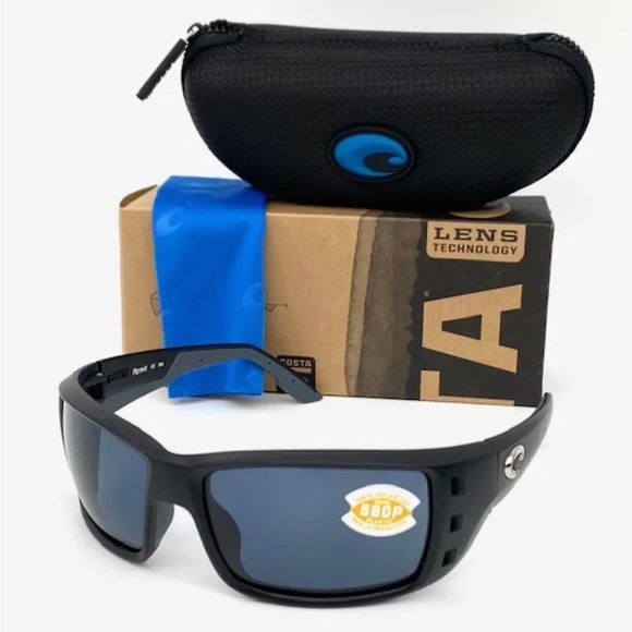 Costa Del Mar PERMIT Matte Black / Gray 580P  62mm Polarized Sunglasses - Picture 2 of 5